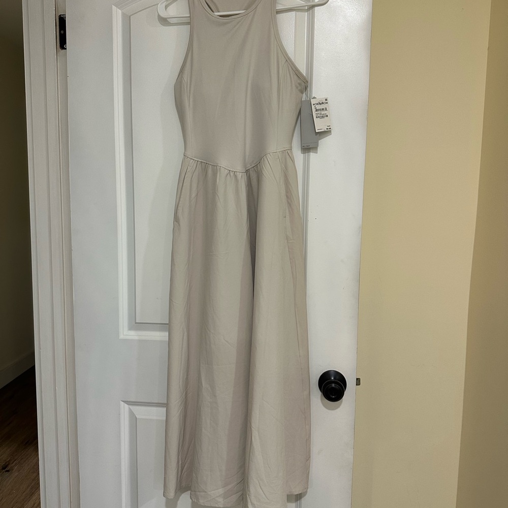 Gold Halter Sleeveless Midi Sundress